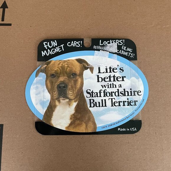 NWT Prismatix Decal Dog Life's Better with a Staffordshire Bull Terrier Magnet - Picture 1 of 2